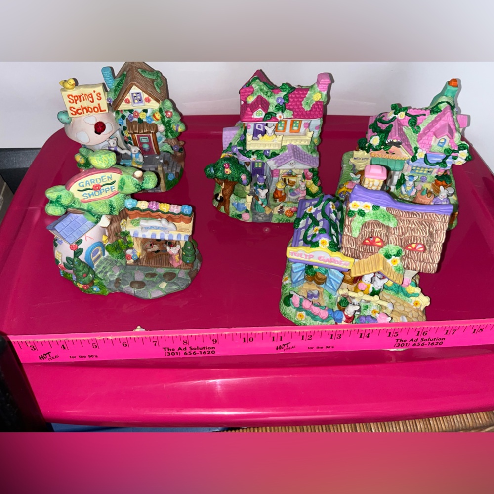 Vintage Ceramic Easter Village Collection - 5 pc set